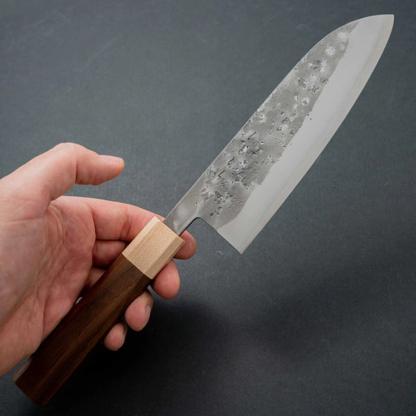 Hitohira TD SLD Nashiji Santoku 165mm Walnut Handle - Tetogi