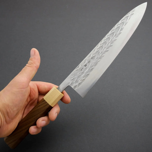 Hitohira TD SLD Tsuchime Gyuto 210mm Walnut Handle - Tetogi