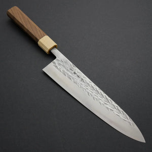 Hitohira TD SLD Tsuchime Gyuto 210mm Walnut Handle - Tetogi