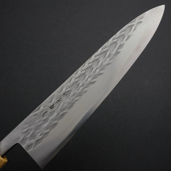 Hitohira TD SLD Tsuchime Gyuto 210mm Walnut Handle - Tetogi