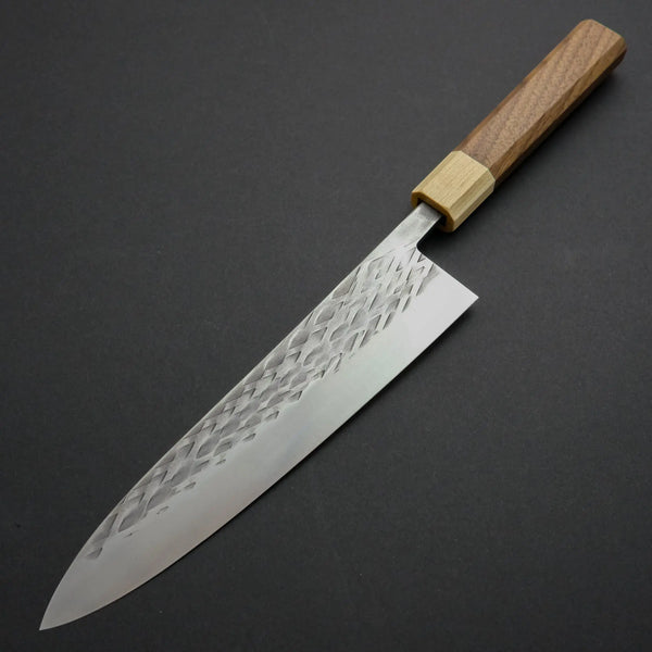 Hitohira TD SLD Tsuchime Gyuto 210mm Walnut Handle - Tetogi
