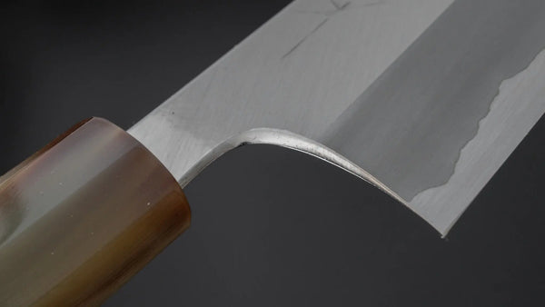 Hitohira Togashi Blue #1 Stainless Clad Migaki Bunka 180mm Taihei Makassar Ebony Handle - Tetogi