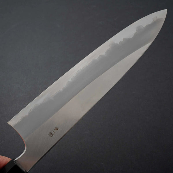 Hitohira Togashi Blue #1 Stainless Clad Migaki Gyuto 240mm Ziricote Handle (black horn) - Tetogi
