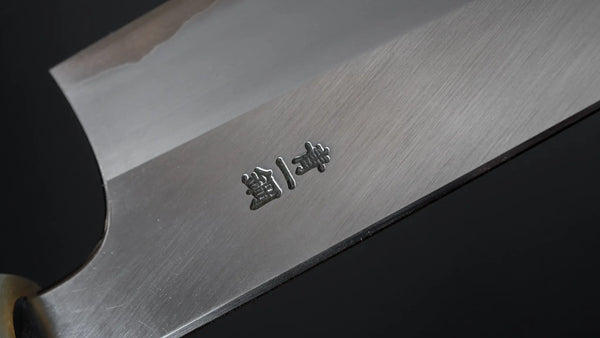 Hitohira Togashi Blue #1 Stainless Clad Migaki Santoku 180mm Taihei Makassar Ebony Handle - Tetogi