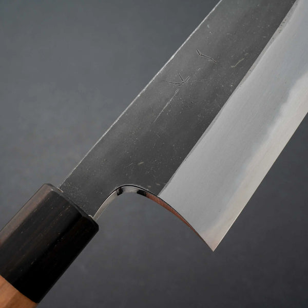 Hitohira Togashi Blue #2 Kurouchi Bunka Cherry Wood Handle (Ebony End) - Tetogi