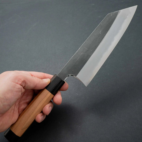 Hitohira Togashi Blue #2 Kurouchi Bunka Cherry Wood Handle (Ebony End) - Tetogi