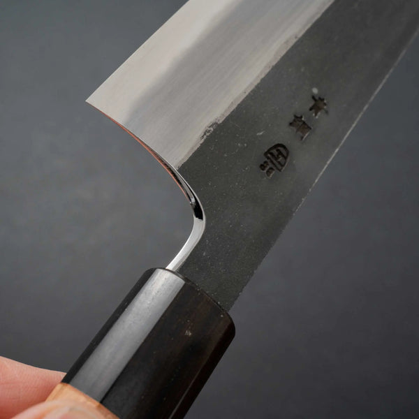 Hitohira Togashi Blue #2 Kurouchi Bunka Cherry Wood Handle (Ebony End) - Tetogi