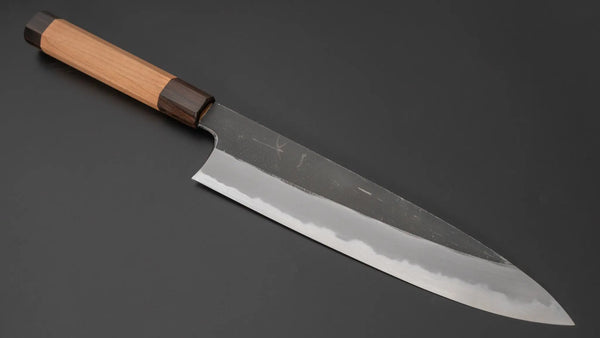 Hitohira Togashi Blue #2 Kurouchi Gyuto 240mm Cherry Wood Handle (Ebony End) - Tetogi