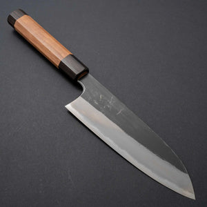 Hitohira Togashi Blue #2 Kurouchi Santoku Cherry Wood Handle (Ebony End) - Tetogi