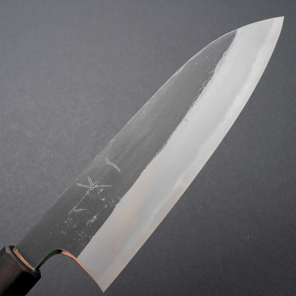 Hitohira Togashi Blue #2 Kurouchi Santoku Cherry Wood Handle (Ebony End) - Tetogi