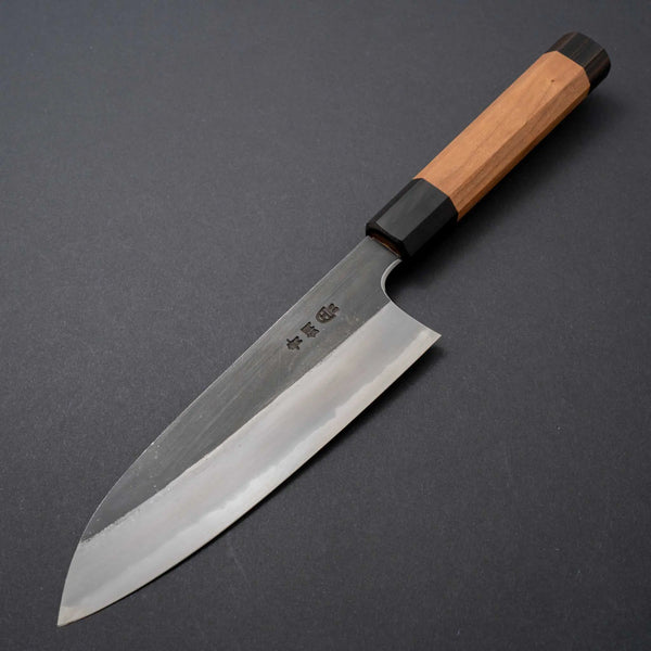 Hitohira Togashi Blue #2 Kurouchi Santoku Cherry Wood Handle (Ebony End) - Tetogi