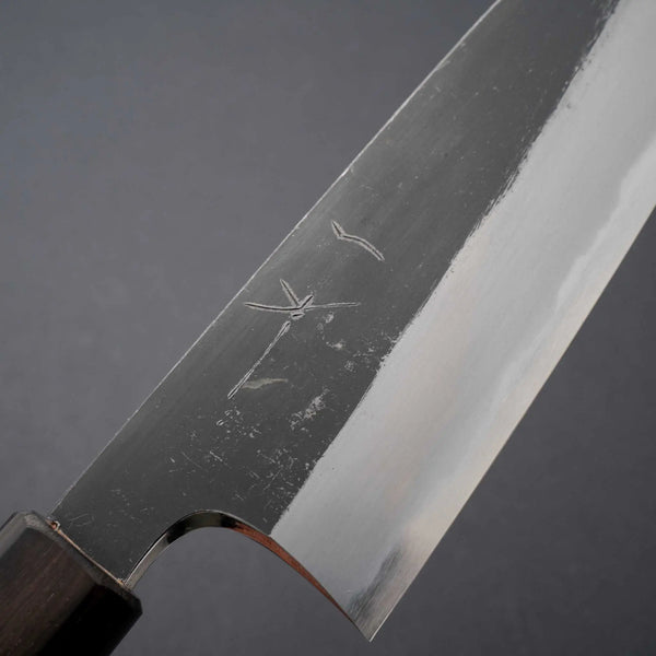 Hitohira Togashi Blue #2 Kurouchi Santoku Cherry Wood Handle (Ebony End) - Tetogi
