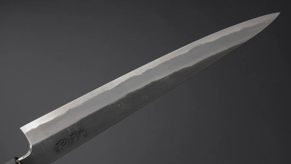 Hitohira Togashi Blue #2 Kurouchi Sujihiki 270mm Cherry Wood Handle (Ebony End) - Tetogi
