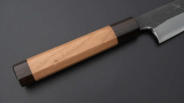 Hitohira Togashi Blue #2 Kurouchi Sujihiki 270mm Cherry Wood Handle (Ebony End) - Tetogi