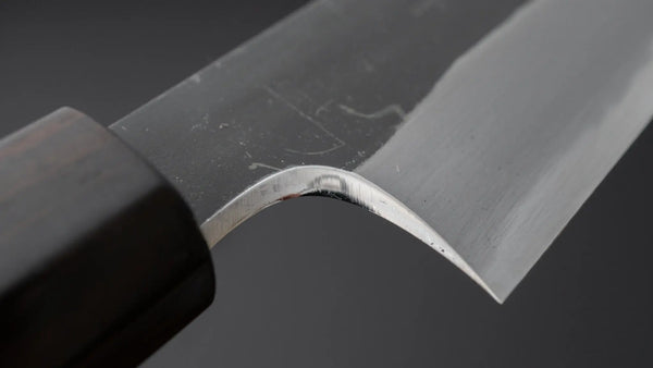 Hitohira Togashi Blue #2 Kurouchi Sujihiki 270mm Cherry Wood Handle (Ebony End) - Tetogi