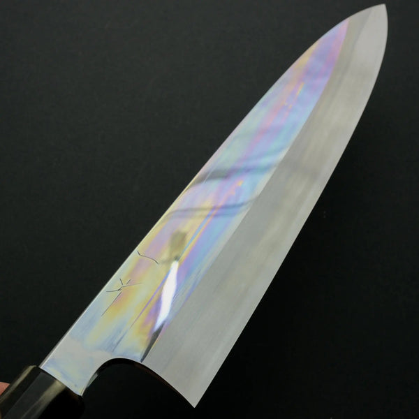 Hitohira Togashi Kyuzo Blue #1 Mizu Honyaki Gyuto 240mm Taihei Ebony Handle (#057/ Discounted/ Saya) - Tetogi