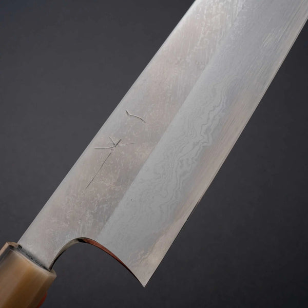 Hitohira Togashi White #1 Damascus Wide-Bevel Kiritsuke Gyuto 240mm Ebony Handle - Tetogi