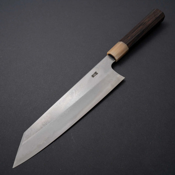 Hitohira Togashi White #1 Damascus Wide-Bevel Kiritsuke Gyuto 240mm Ebony Handle - Tetogi