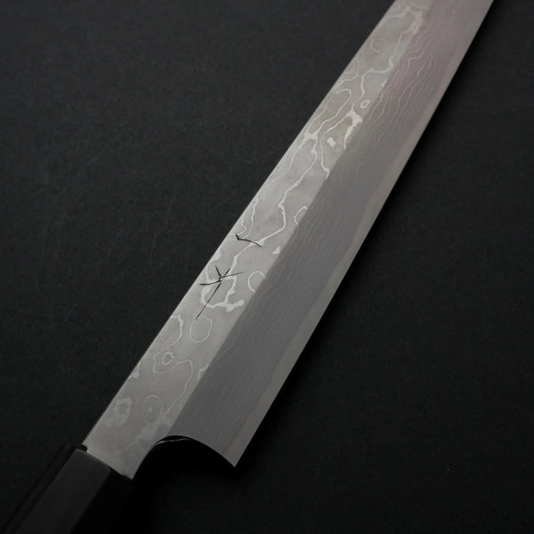 Hitohira Togashi White #1 Damascus Yanagiba 300mm Ebony Handle (Saya) - Tetogi