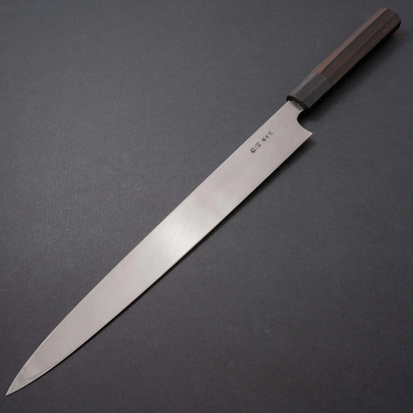 Hitohira Togashi White #1 Fuji Mizu Honyaki Yanagiba 330mm Taihei Ebony Handle (Saya) - Tetogi