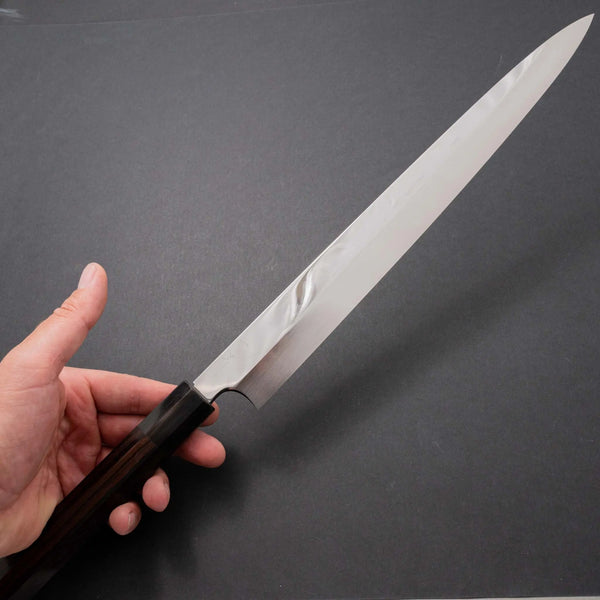 Hitohira Togashi White #1 Fuji Mizu Honyaki Yanagiba 330mm Taihei Ebony Handle (Saya) - Tetogi