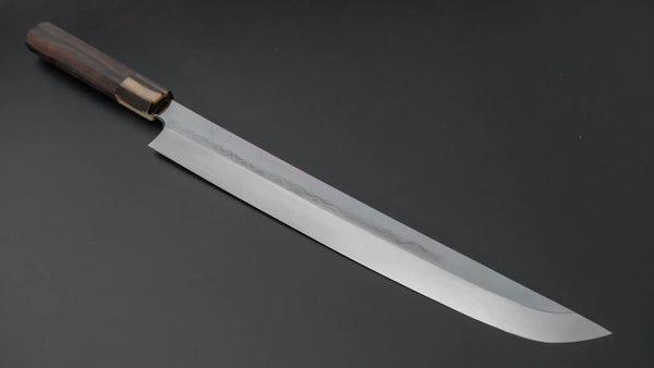 Hitohira Togashi White #1 Mizu Honyaki Yanagi Sakimaru 330mm Taihei Makassar Ebony Handle (Saya) - Tetogi