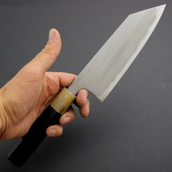 Hitohira Togashi White #1 Stainless Clad Kasumi Bunka 180mm Ebony Handle - Tetogi