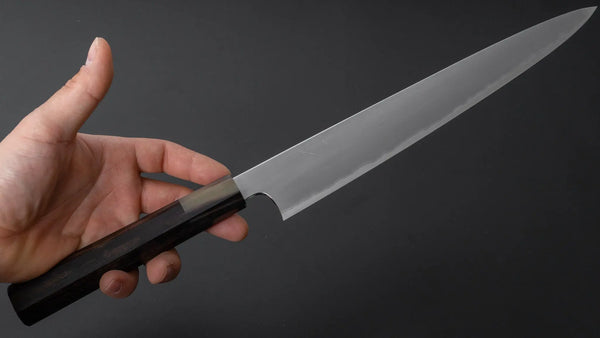 Hitohira Togashi White #1 Stainless Clad Kasumi Sujihiki 270mm Ebony Handle - Tetogi