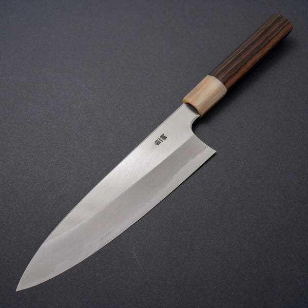 Hitohira Togashi White #1 Stainless Clad Migaki Gyuto 210mm Taihei Makassar Ebony Handle - Tetogi