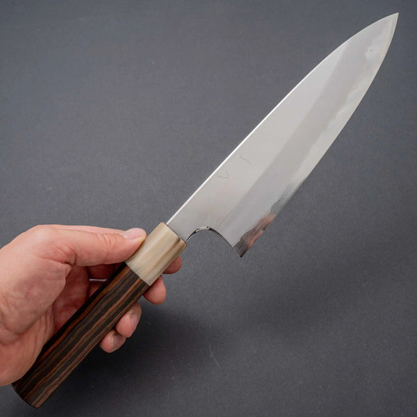 Hitohira Togashi White #1 Stainless Clad Migaki Gyuto 210mm Taihei Makassar Ebony Handle - Tetogi