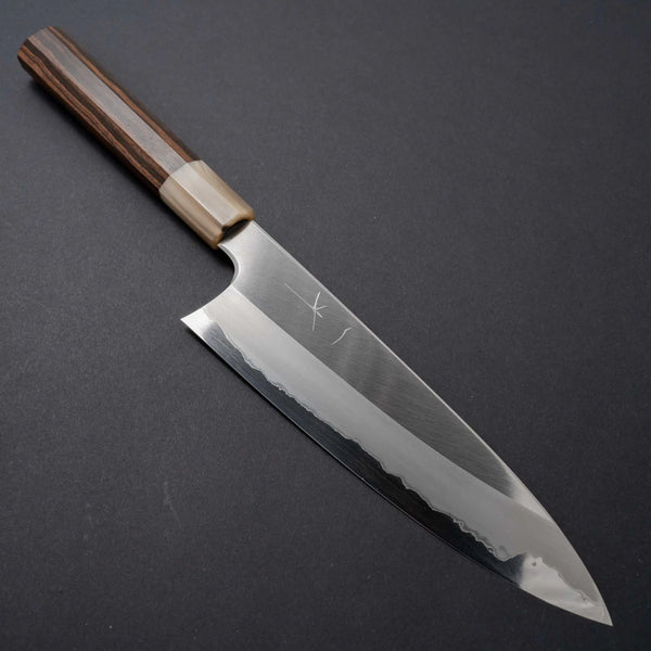 Hitohira Togashi White #1 Stainless Clad Migaki Gyuto 210mm Taihei Makassar Ebony Handle - Tetogi