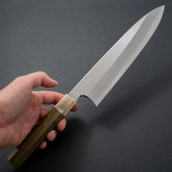 Hitohira Togashi White #1 Stainless Clad Migaki Gyuto 240mm Palo Santo Handle - Tetogi