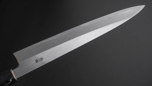 Hitohira Togashi White #1 Stainless Clad Migaki Sujihiki 240mm Ho Wood Handle - Tetogi