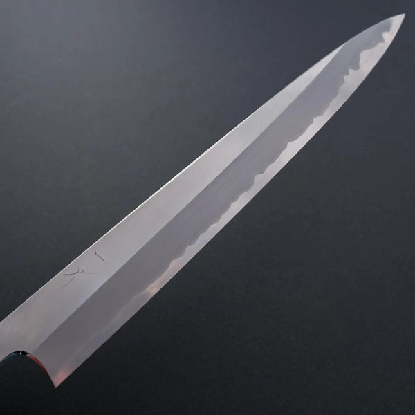 Hitohira Togashi White #1 Stainless Clad Sujihiki 300mm Taihei Ebony Handle - Tetogi