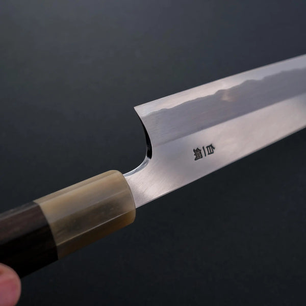 Hitohira Togashi White #1 Stainless Clad Sujihiki 300mm Taihei Ebony Handle - Tetogi