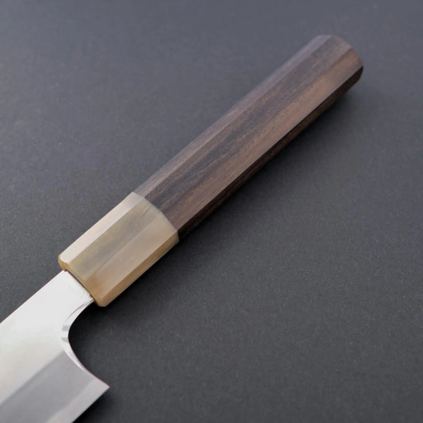 Hitohira Togashi White #1 Stainless Clad Sujihiki 300mm Taihei Ebony Handle - Tetogi