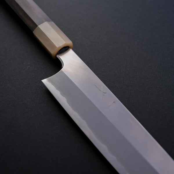 Hitohira Togashi White #1 Stainless Clad Sujihiki 300mm Taihei Ebony Handle - Tetogi
