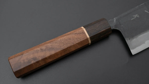 Hitohira Tosa Kurouchi Blue #2 Nakiri 170mm Walnut Handle (Ziricote Ferrule) - Tetogi