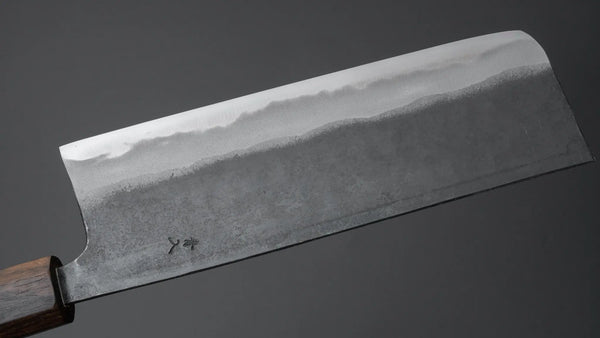 Hitohira Tosa Kurouchi Blue #2 Nakiri 170mm Walnut Handle (Ziricote Ferrule) - Tetogi