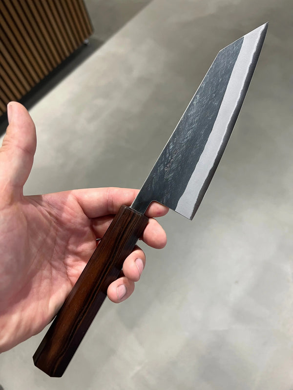 Hitohira TD Blue #2 Stainless Clad Kurouchi Bunka 170mm WB mono ebony handle Product vendor