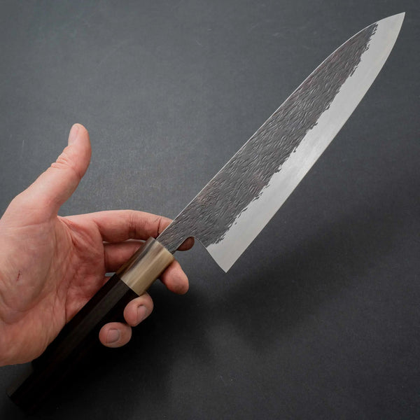Isamitsu White #1 Stainless Clad Kurouchi Gyuto 240mm Ebony Handle (Blond Ferrule) Product vendor