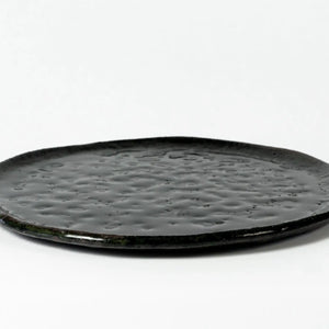 Komon Okuda Plate Kuro Haiyu (black ash glaze) - Tetogi