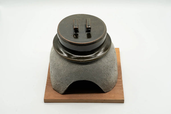 Komon Osugi Kamadohan1 gou (180 milliliters) pot: Black, stand: gray - Tetogi
