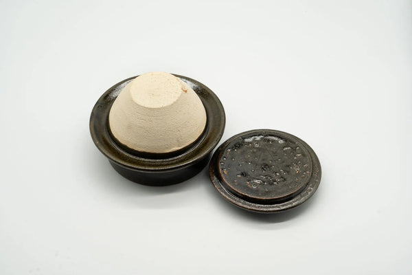 Komon Osugi Kamadohan1 gou (180 milliliters) pot: Black, stand: gray - Tetogi