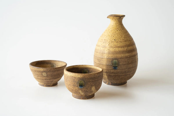 Komon Shinohara Sake set with Kiri box Kiseto - Tetogi
