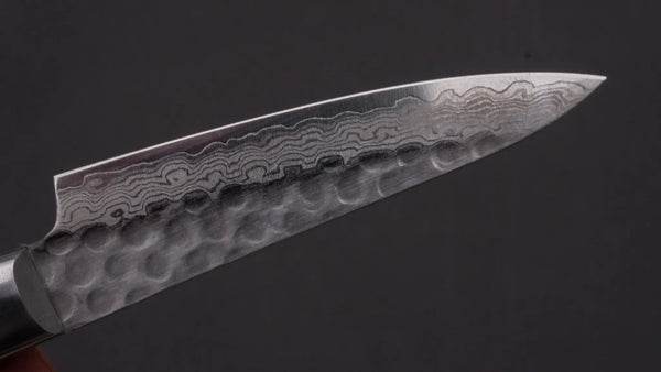 Morihei Kiyomitsu HG Tsuchime Damascus Paring 80mm Imitation Mahogany Handle - Tetogi