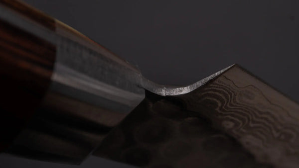 Morihei Kiyomitsu HG Tsuchime Damascus Paring 80mm Imitation Mahogany Handle - Tetogi