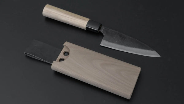 Mumei Carbon Outdoor Double-Bevel Deba 105mm Ho Wood Handle (with Sheath) - Tetogi