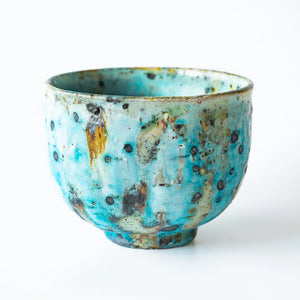 Shinichi Kotsuji - Tsutsu Chawan (tube tea bowl) Blue - Tetogi