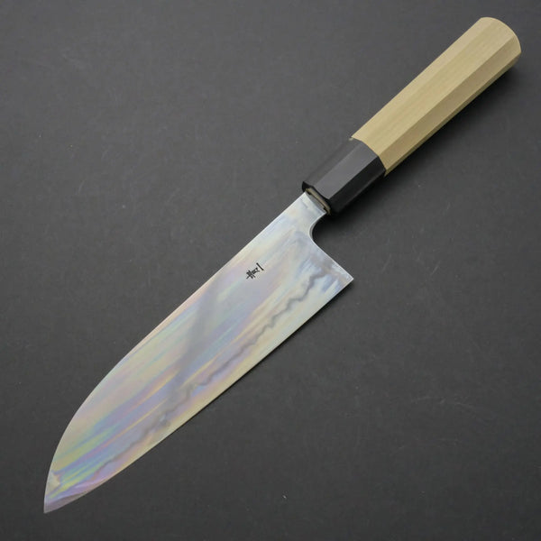 Takada no Hamono Blue #1 Suiboku Santoku 180mm Ho Wood Handle - Tetogi